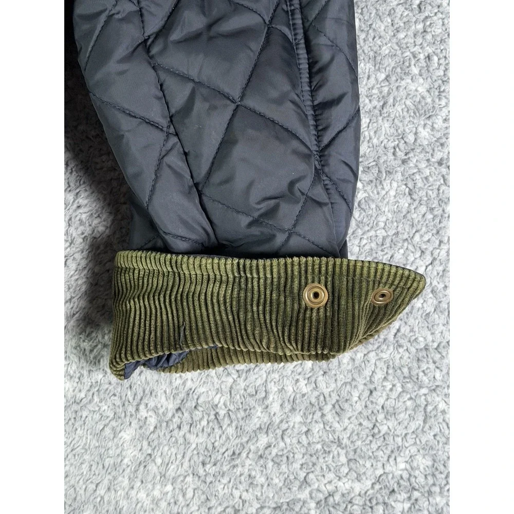 VTG 90s Polo Ralph Lauren Large Quilted Barn Jacket Navy Corduroy Collar READ